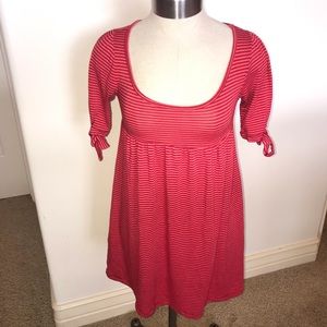 Red Striped Babydoll Top with Tie Sleeves